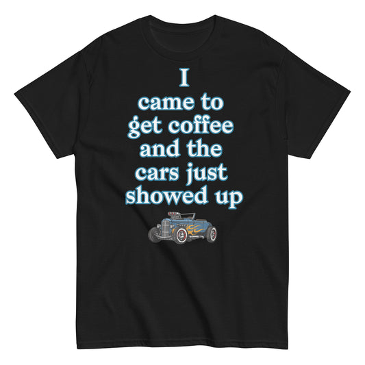 cars and coffee tee