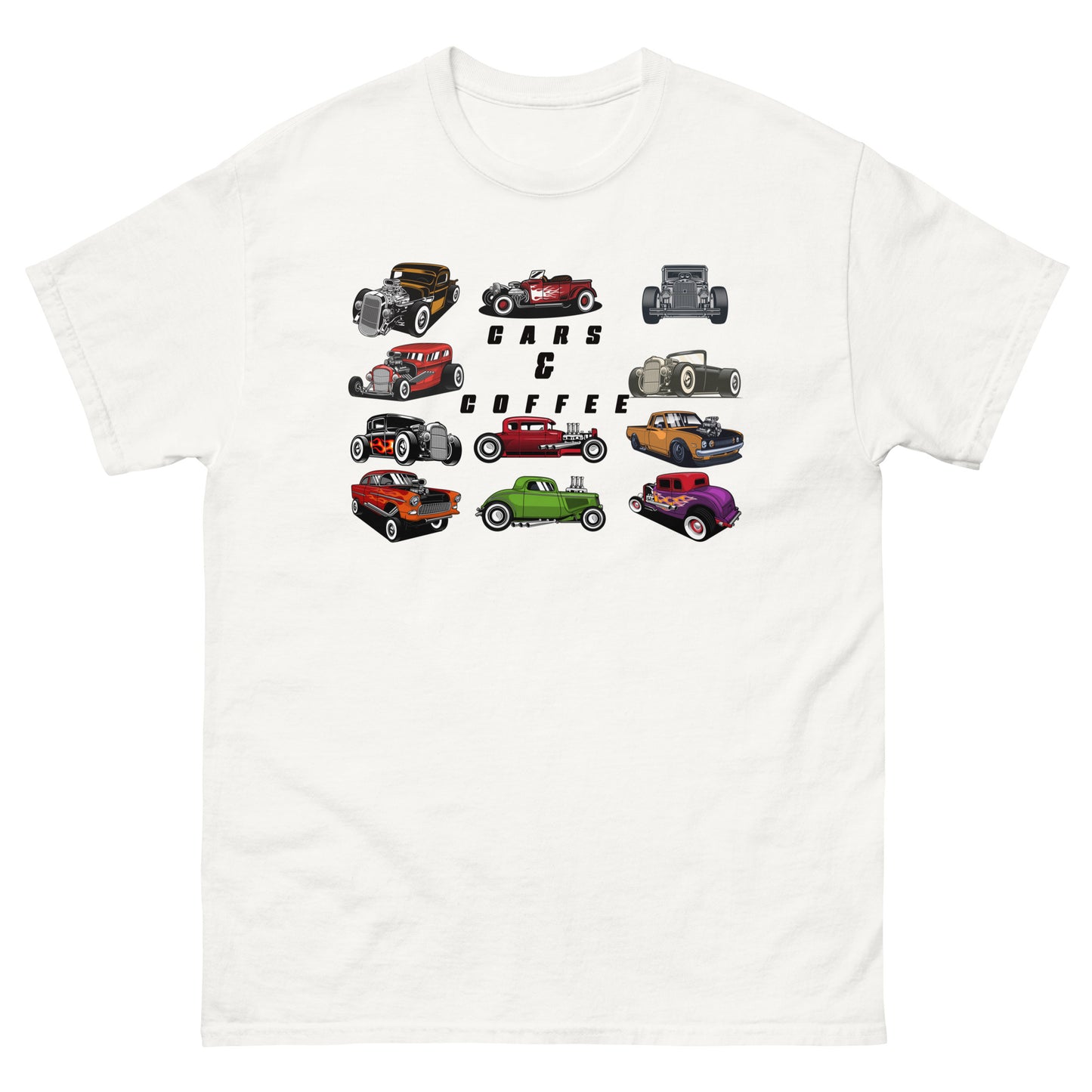 cars and coffee tee